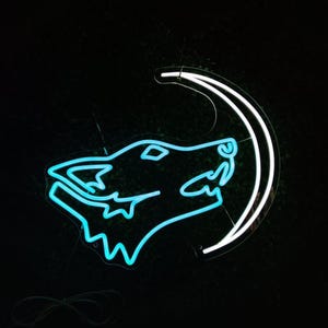 Wolf and Moon Neon Sign, Wolf and Moon Neon Wall Art, Wolf Neon Light Sign, Wolf Led Sign Best Friend Gift, Wolf Wall Decor Wolf Lovers Gift