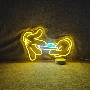 Rolling Hands Neon Leuchtreklame: Gelb & Weiß Neon Wall Art