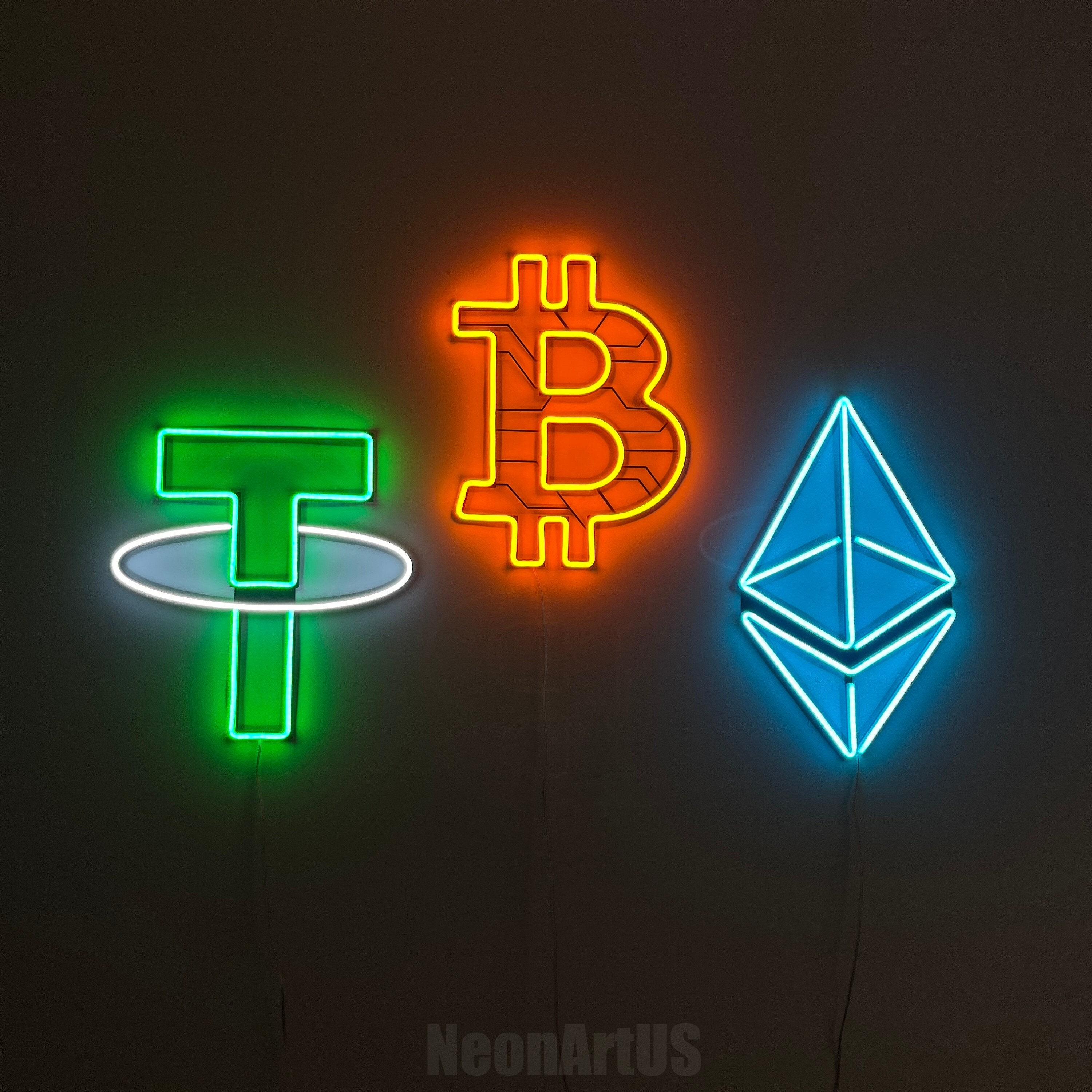 Crypto Coin Neon Art, Bitcoin LED Signs, Neon Lamps as a Wall Decor, Neon Sign as a Trader Gift, Bedroom LED Neon Lamp, Crypto Neon Sign