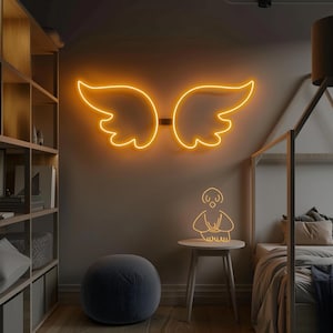 Angel Wings Neon LED Sign: Kid&#39;s Room Wall Decor
