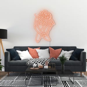 Man and Woman Aesthetic Neon Sign as a Wall Decor, Minimalist LED Sign with Couple, Romantic Bedroom Neon Sign as an Unique Anniversary Gift