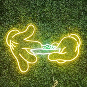 Rolling Hands Neon Leuchtreklame: Gelb & Weiß Neon Wall Art