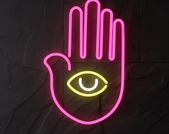 Hand with Eye Neon Sign, Mystic LED Wall Decor