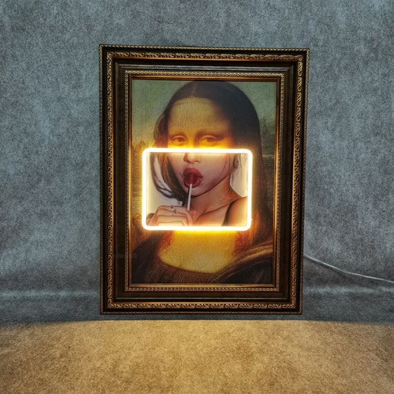 Mona Lisa Pop Art アートパネル Mona Lisa Neon Art: Pop Culture LED Framed Canvas - Etsy