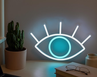 Eye Neon Sign – All Seeing Eye Neon Sign for Meditation & Modern Room Decor Neon Eye Art Spiritual Wall Light