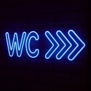 Wc Neon WC Neon Sign – Glow in the Dark Toilet Sign Bathroom Door Neon Light ...
