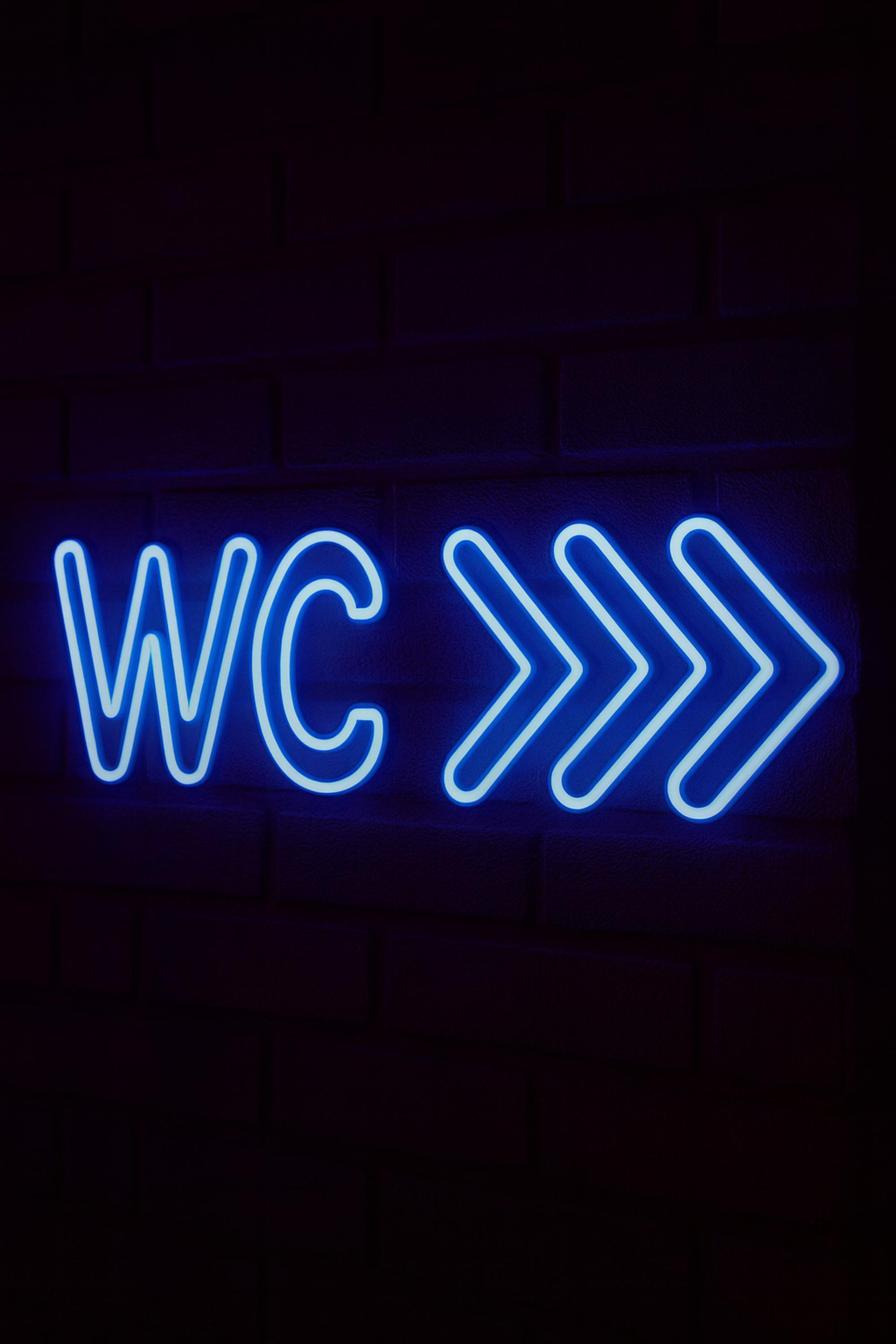 Wc Neon WC Neon Sign – Glow in the Dark Toilet Sign Bathroom Door Neon Light ...