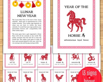 Lunar New Year Zodiac Signs | Year of the Horse | Chinese Culture Activity (Digital Download)