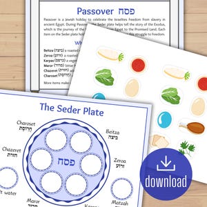 Interactive Passover Pesach and Seder Plate Learning Activity | Jewish Holiday (Digital Download)