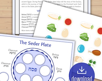 Interactive Passover Pesach and Seder Plate Learning Activity | Jewish Holiday (Digital Download)