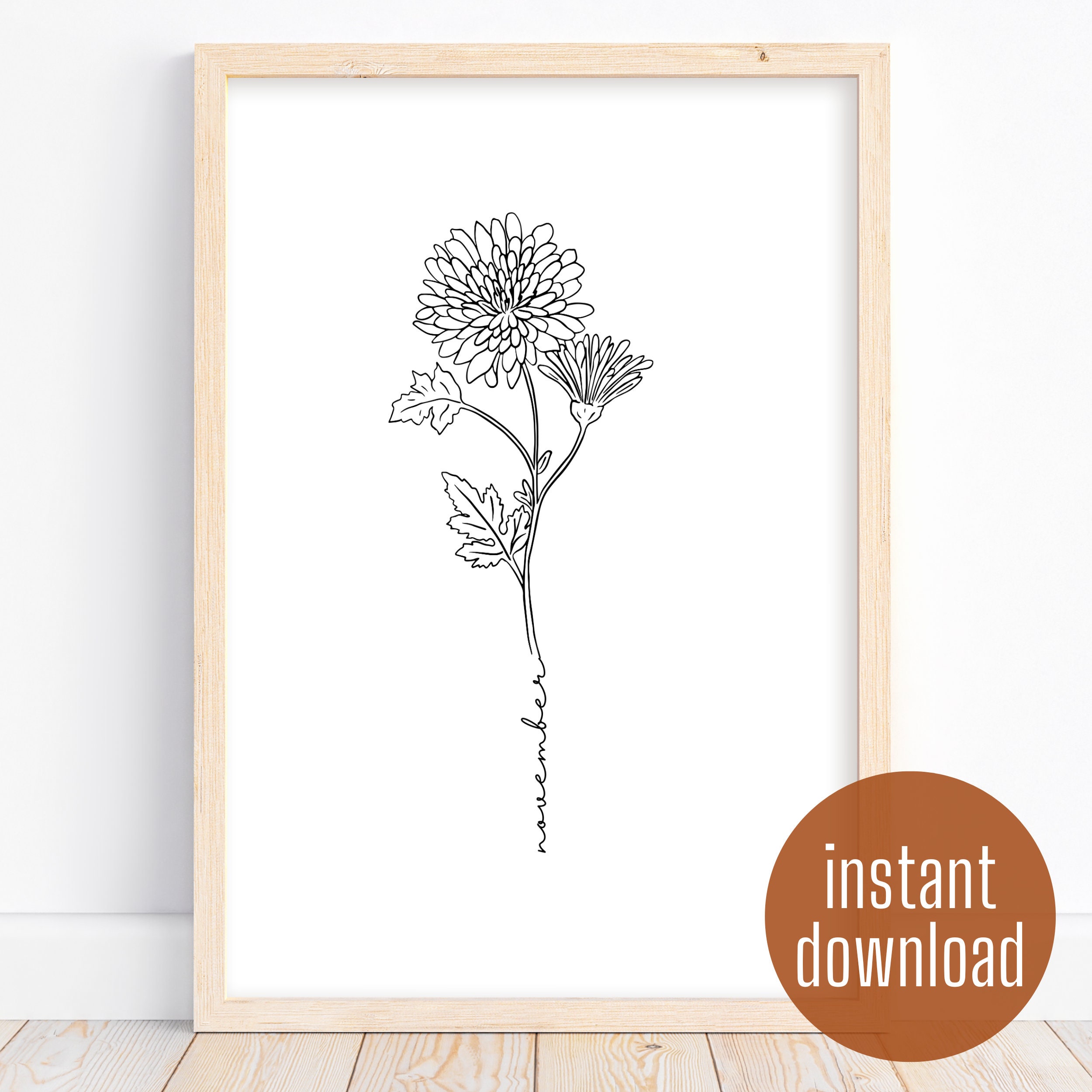 Minimalist Chrysanthemum Tattoo for November