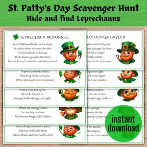 St. Patrick's Day Scavenger Hunt | Hide and Find Leprechauns Game ...