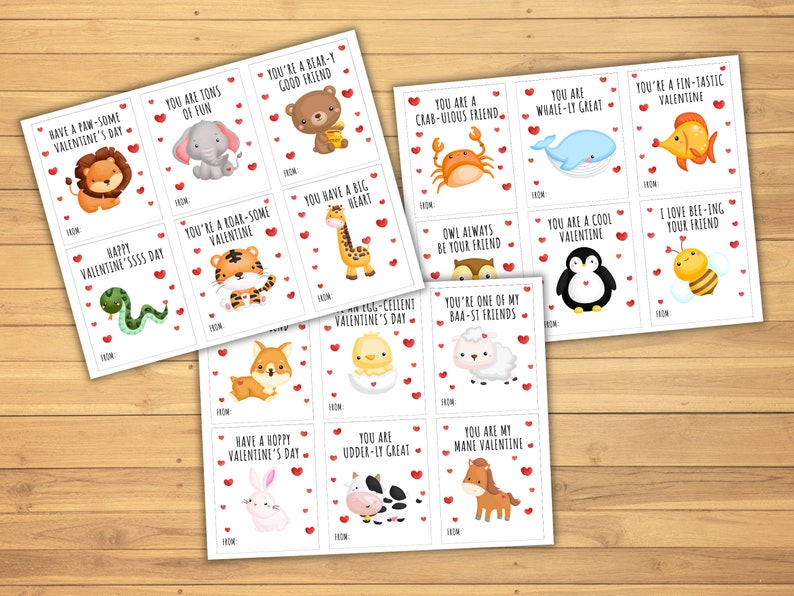18 Pack Valentine's Day Cards Illustrated Animal Puns for Day of Love ...