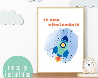 te amo infinitamente | Nursery, Baby, or Toddler Room Wall Art | Digital Download and Printable | Kid's Illustration | 8x10 11x14 16x20