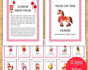 Lunar New Year Zodiac Signs | Year of the Horse | Chinese Culture Activity (Digital Download)