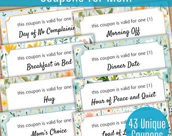 Coupons for Mom | Blue Floral Design | Love Languages (Digital Download)