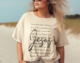 Christian Shirt | Heavyweight Shirt | Jesus Is All the World to Me | Oversized Trendy Christian Shirt For Baptist Women Gift for Mom