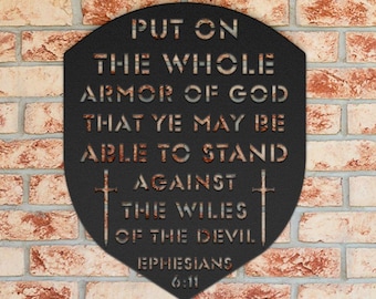 Metal Armor with Bible Verse - Perfect for Indoor and Outdoor Display | Put On The Whole Armor Of God | Ephesians 6:11