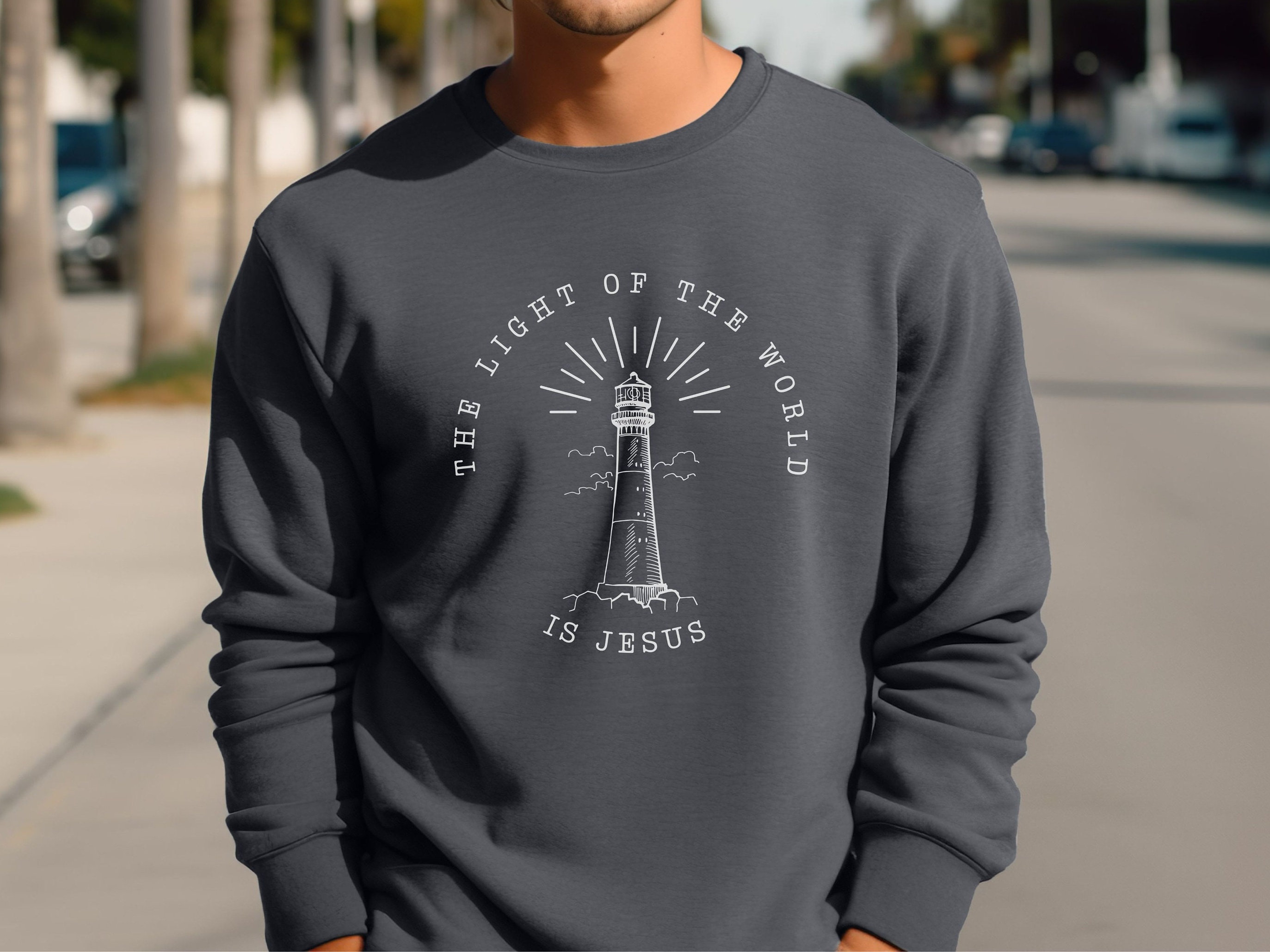 Christian Sweatshirt the Light of the World is Jesus Lighthouse Sweatshirt Shirt for Men T Shirt for Women Beach Themed Christian Shirt Etsy