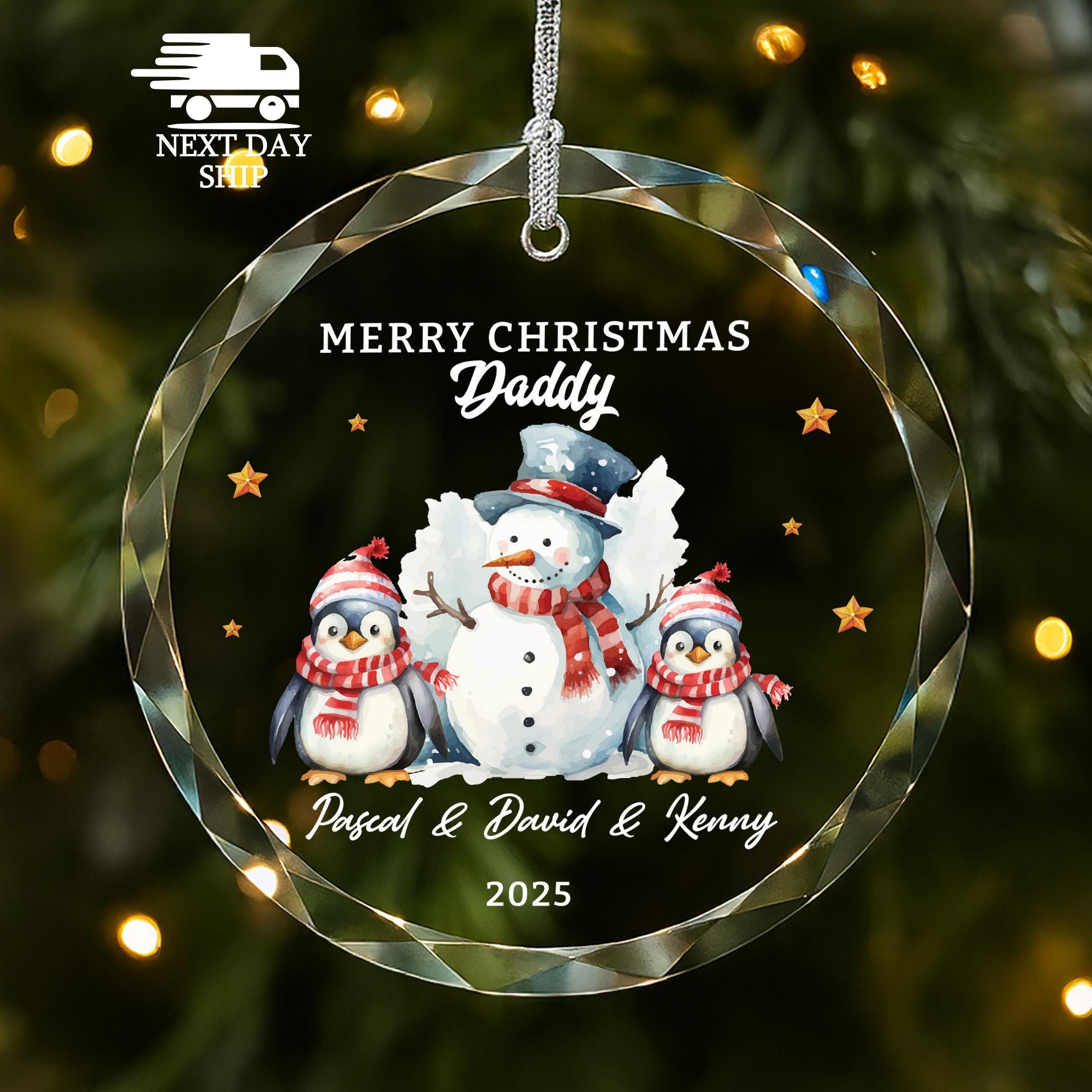 Personalized Penguin Family Christmas Ornament • Gift for Dad