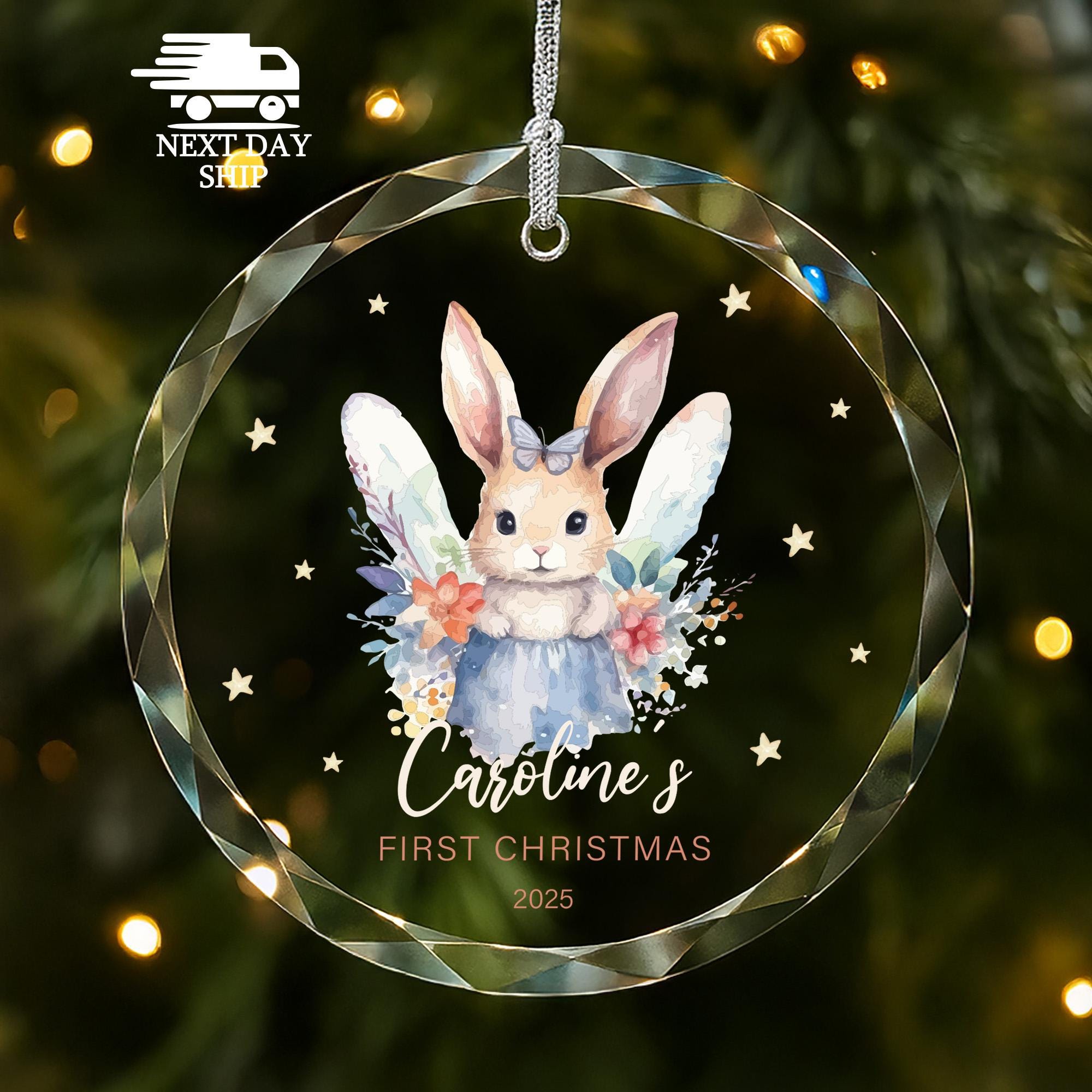 Personalized Baby's First Christmas Ornament • Bunny Keepsake