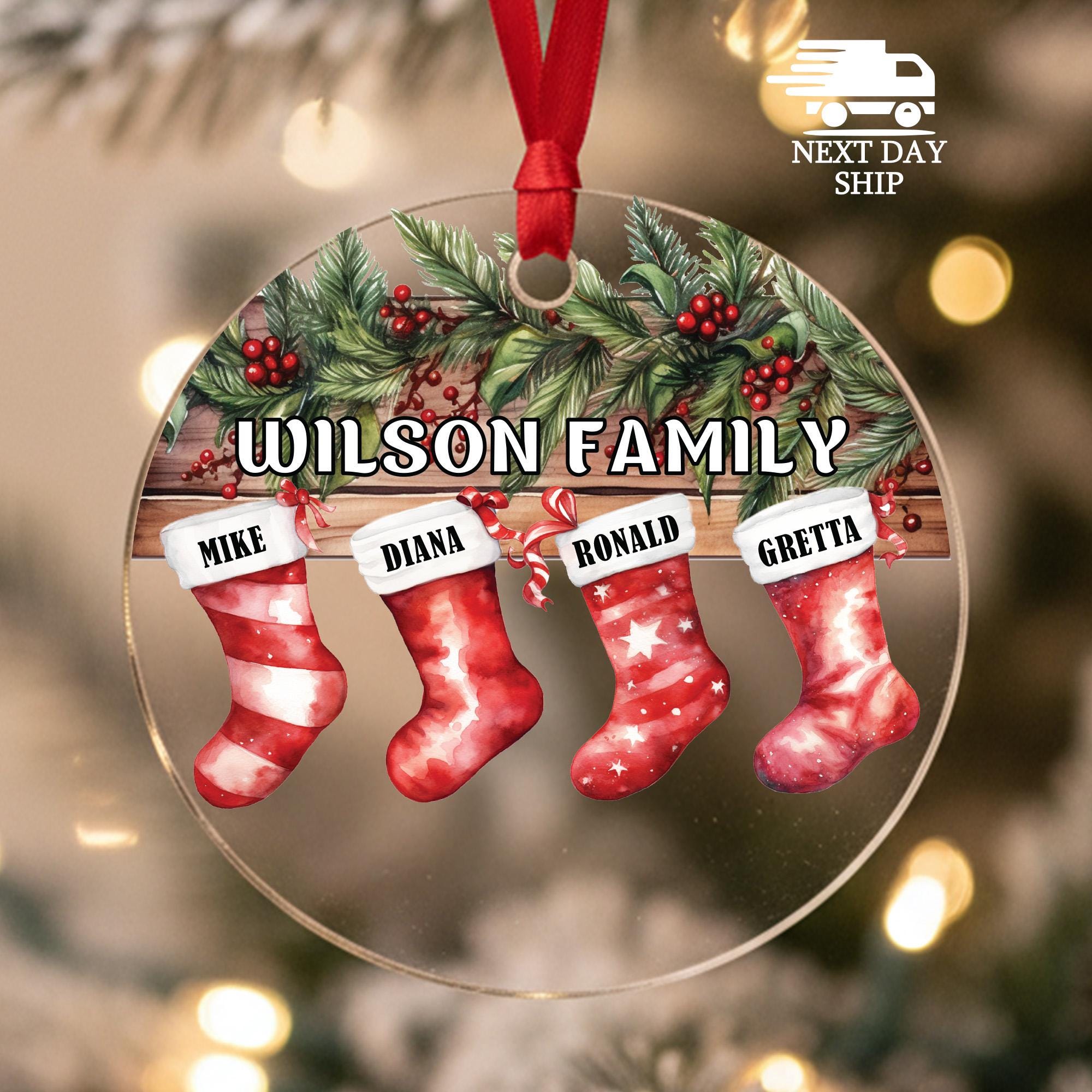 Personalized Family Christmas Ornament, Custom Stocking Decor