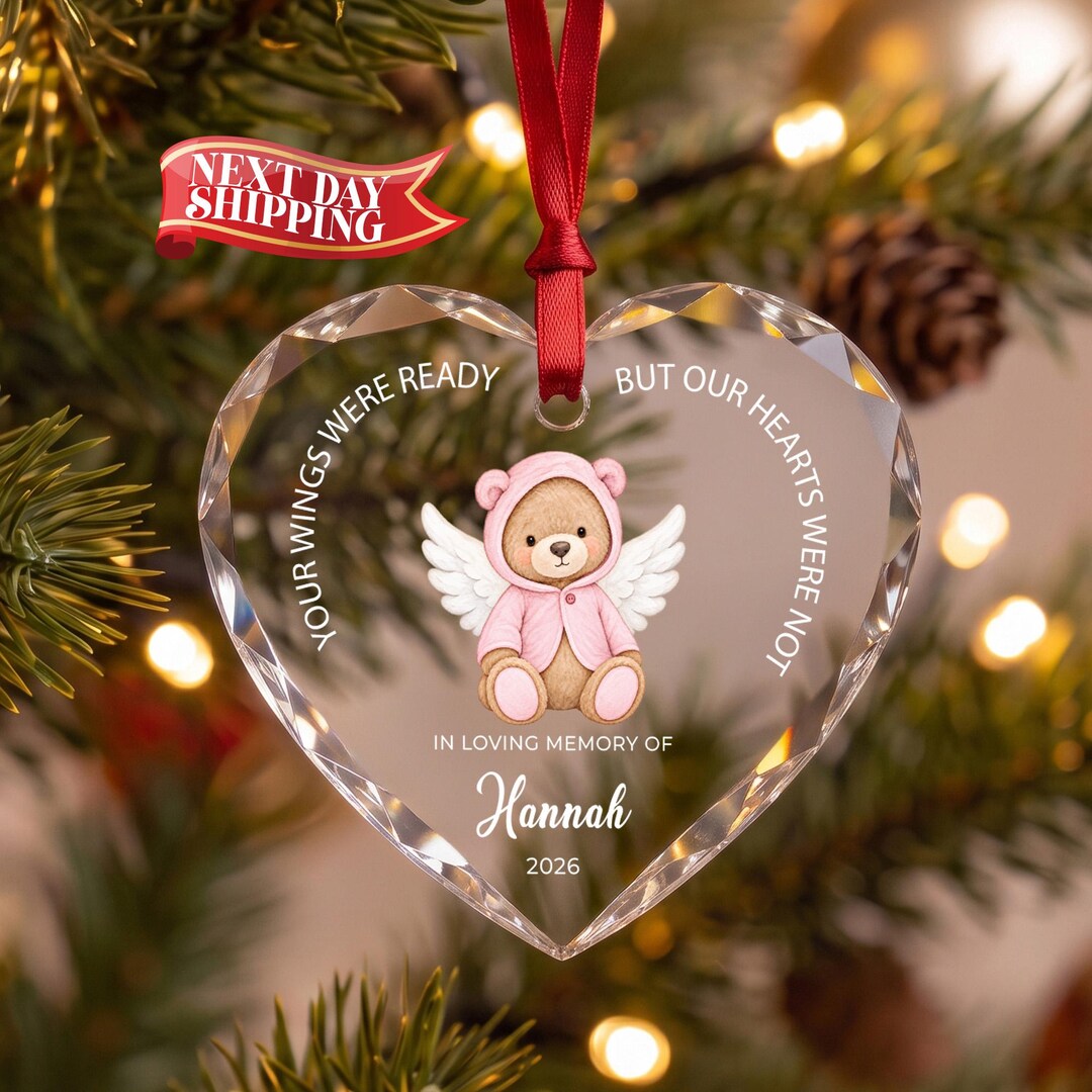 In Loving Memory Baby Ornament, Angel Teddy Bear Memorial Keepsake ...