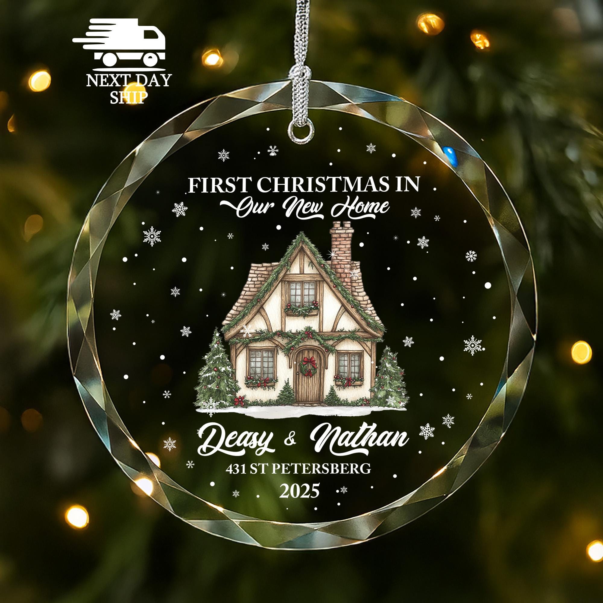 Personalized First Christmas New Home Ornament • Custom Address Gift