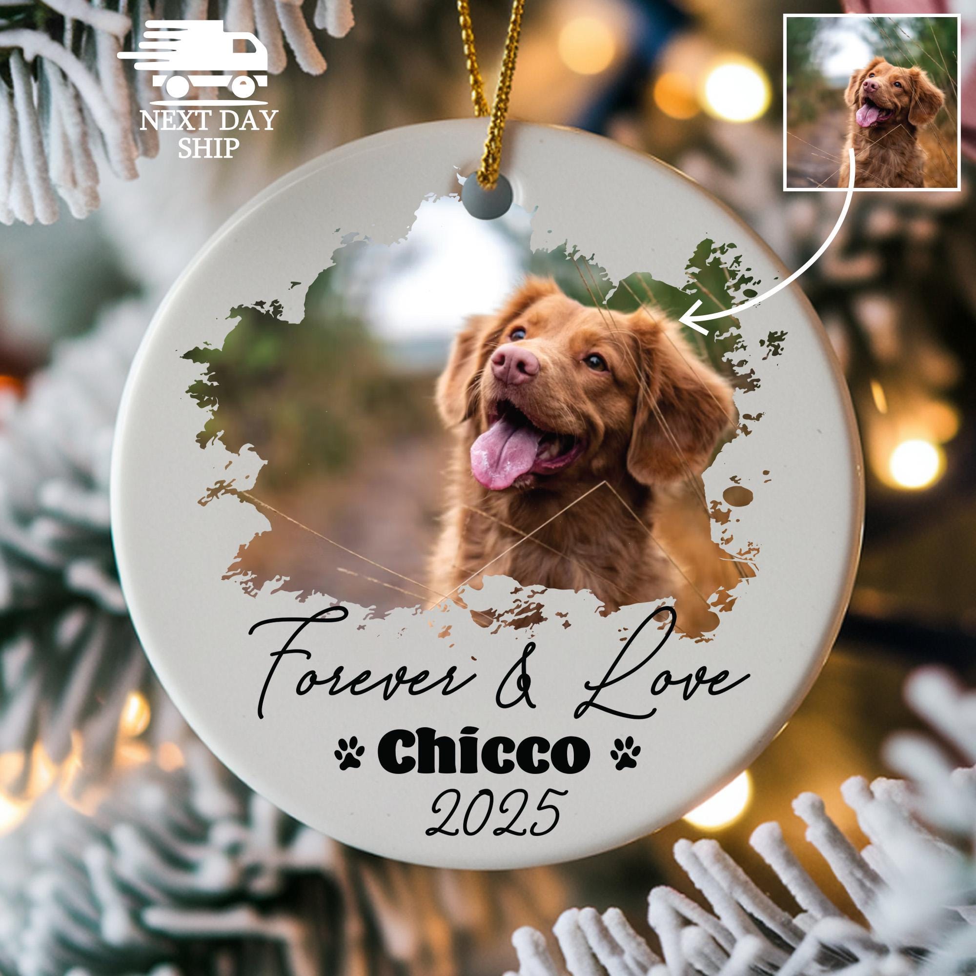 Custom Pet Photo Christmas Ornament – Personalized Dog Keepsake Gift