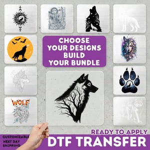 Wolf Iron On, Celestial Moon Howling Pack DTF, Camp Paw Print, Floral Wild Bloom Iron on, Halftone Wolf Design for DTF, Moon Wolf Camp DTF