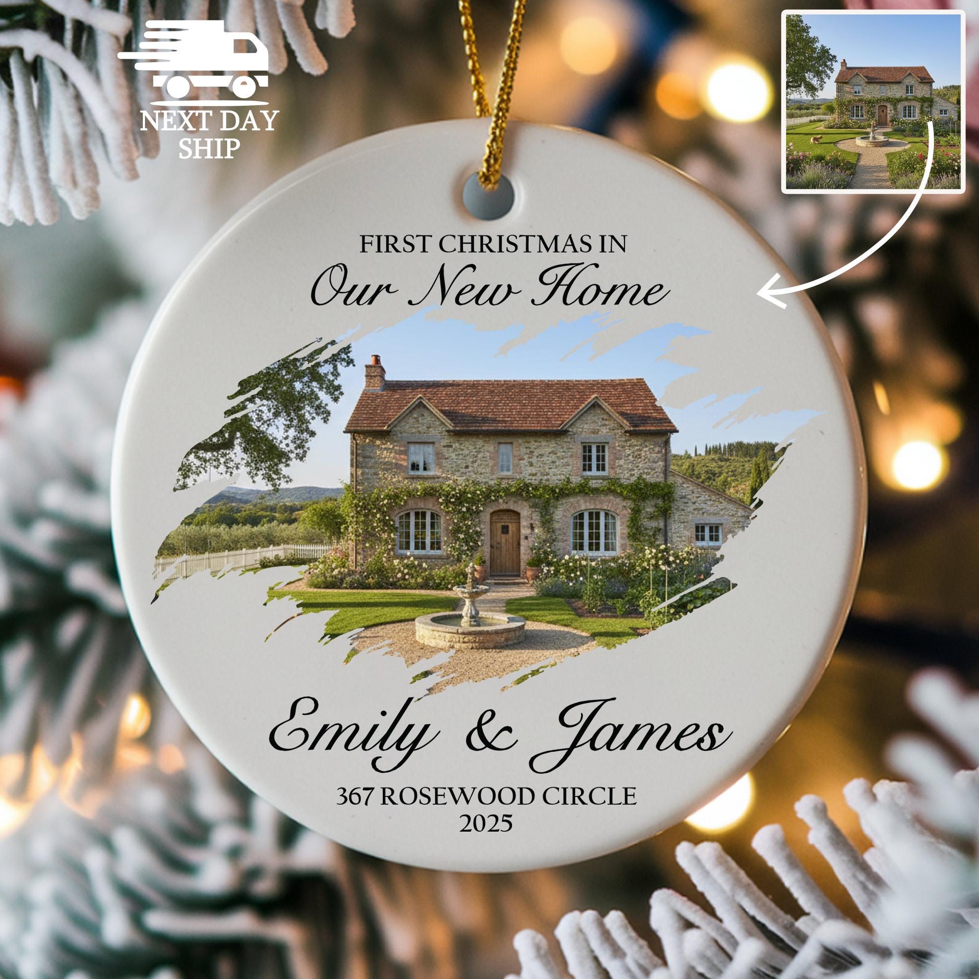 Personalized First Christmas New Home Photo Ornament
