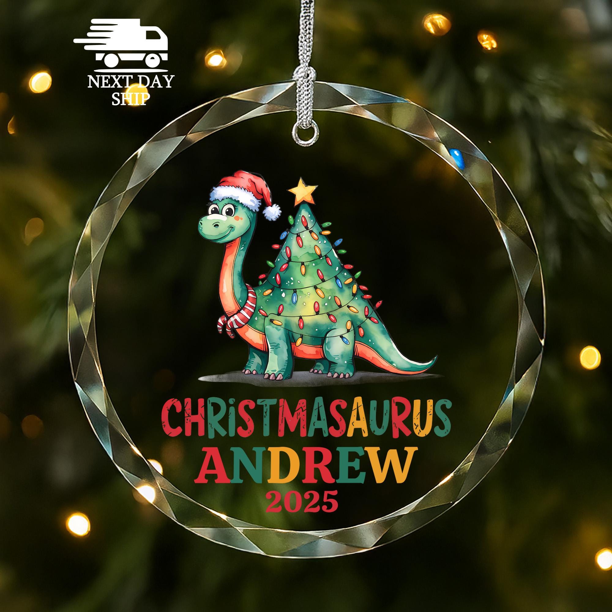 Personalized Christmasaurus Ornament: Dinosaur Tree Decoration