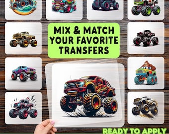 Monster Truck DTF Transfer, Kids Birthday Iron On Print, Big Wheels Truck Heat Press Design, Off Road Car Shirt Graphic Transfer