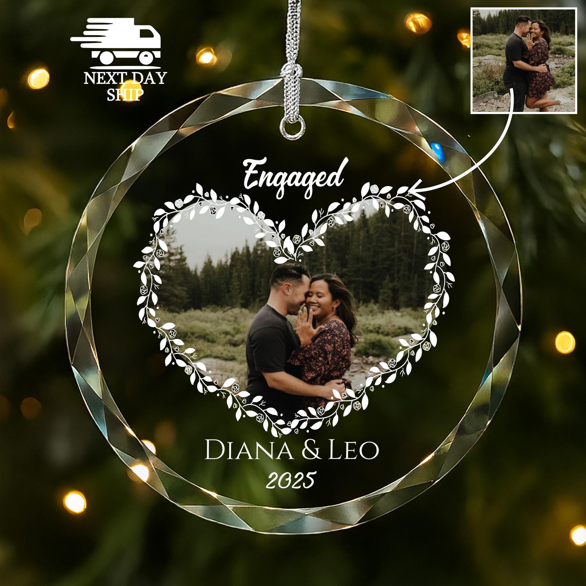 Personalized Engagement Photo Ornament – Custom Couple Keepsake