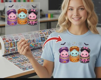 Cute Halloween Dumpling DTF Transfer, Ready To Press, Halloween Kawaii Food Print, Trick or Treat Design, Creepy Cute Bao Bun