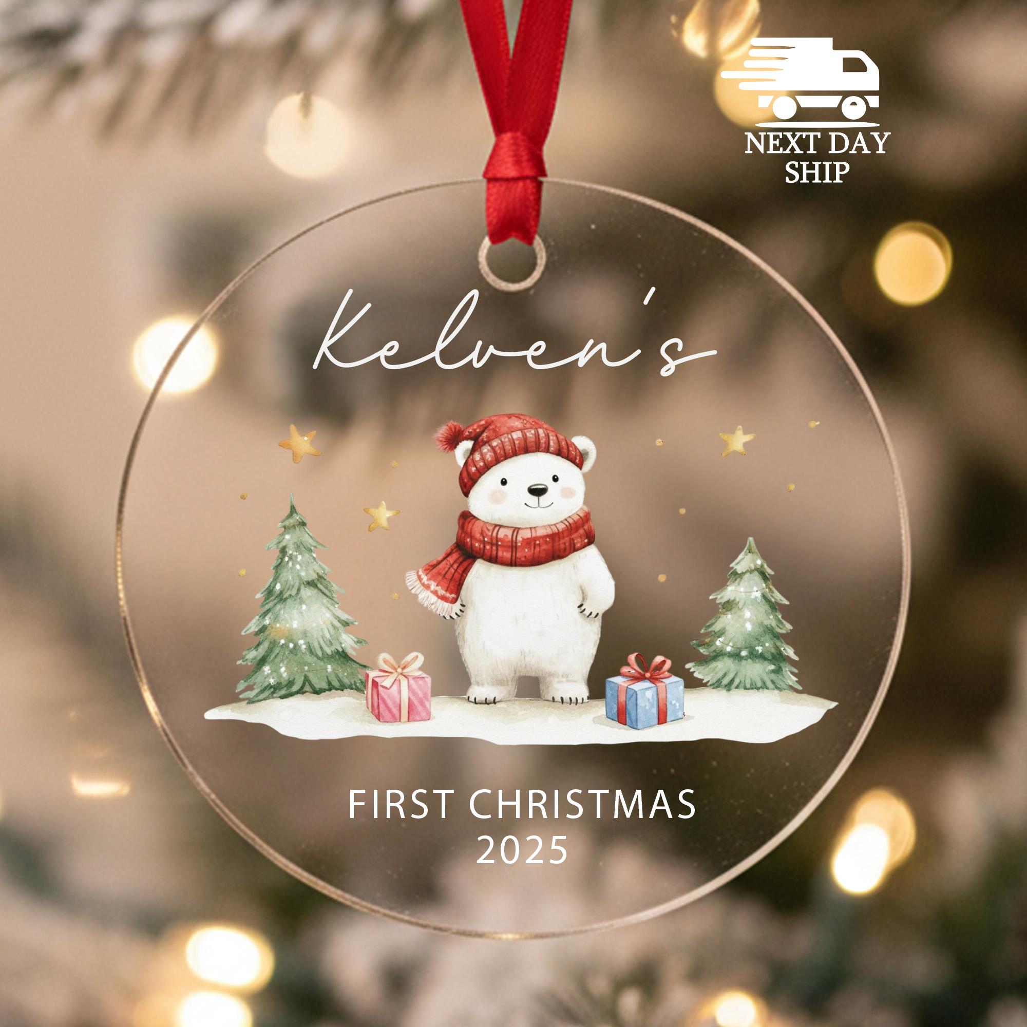 Personalized Baby's First Christmas Ornament: Polar Bear Keepsake