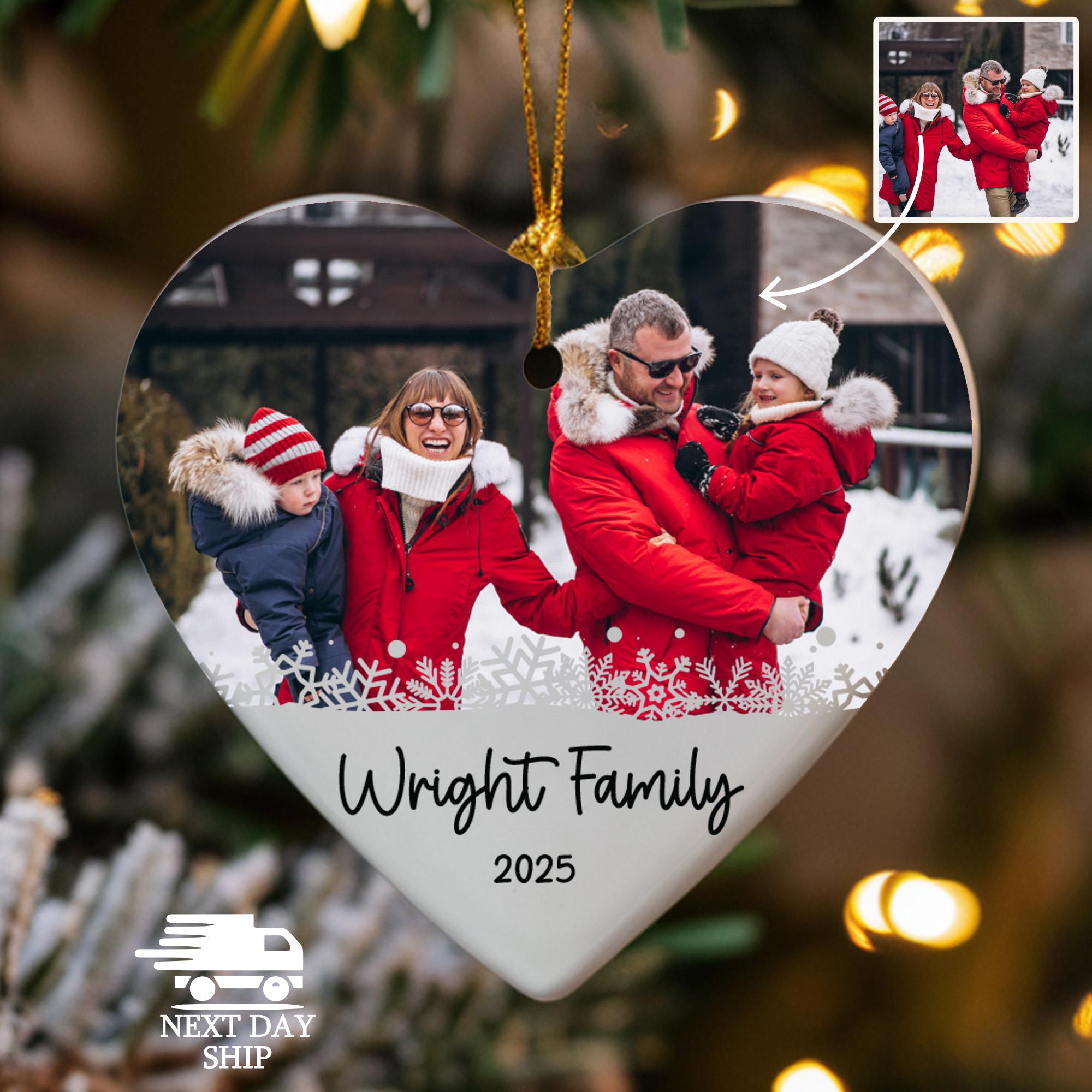 Personalized Family Photo Christmas Ornament, Holiday Keepsake Gift