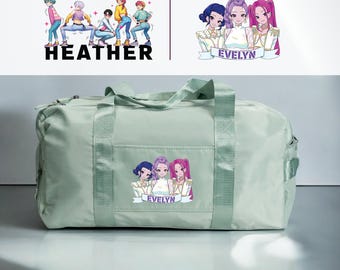 Custom K-Pop Huntrix Duffle, Personalized Name Idol Travel Bag, Weekender Anime Duffle, Kpop Fan Gift, Demon Hunter Bag, Gifts for Kids