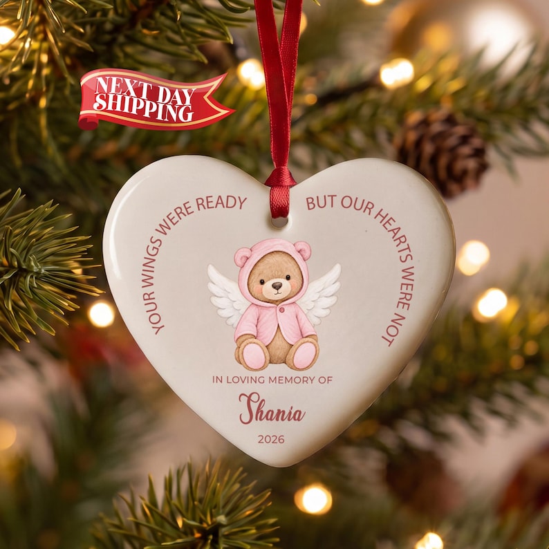 In Loving Memory Baby Ornament, Angel Teddy Bear Memorial Keepsake ...