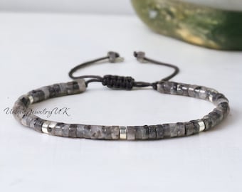 Dark Grey Labradorite Bracelet, Meditation Bracelet,  Bohemian Bracelet, Yoga Bracelet, Imperial Jasper bracelet, colorful bracelet, ethnic