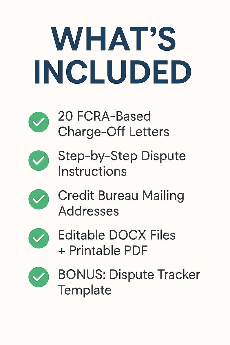 Charge-off Dispute Kit: Editable Credit Repair Letters (PDF & DOCX ...