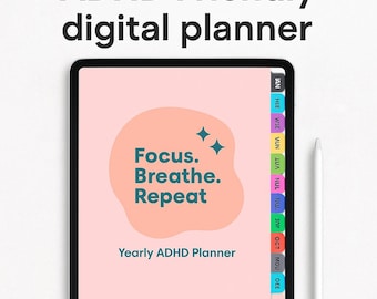 ADHD Digital Planner for iPad & GoodNotes | Hyperlinked Daily, Weekly, Monthly Focus Planner | Undated 2025 Digital Journal PDF