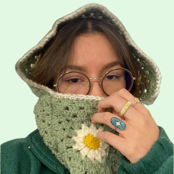 Balaclava cagoule pâquerette crochet