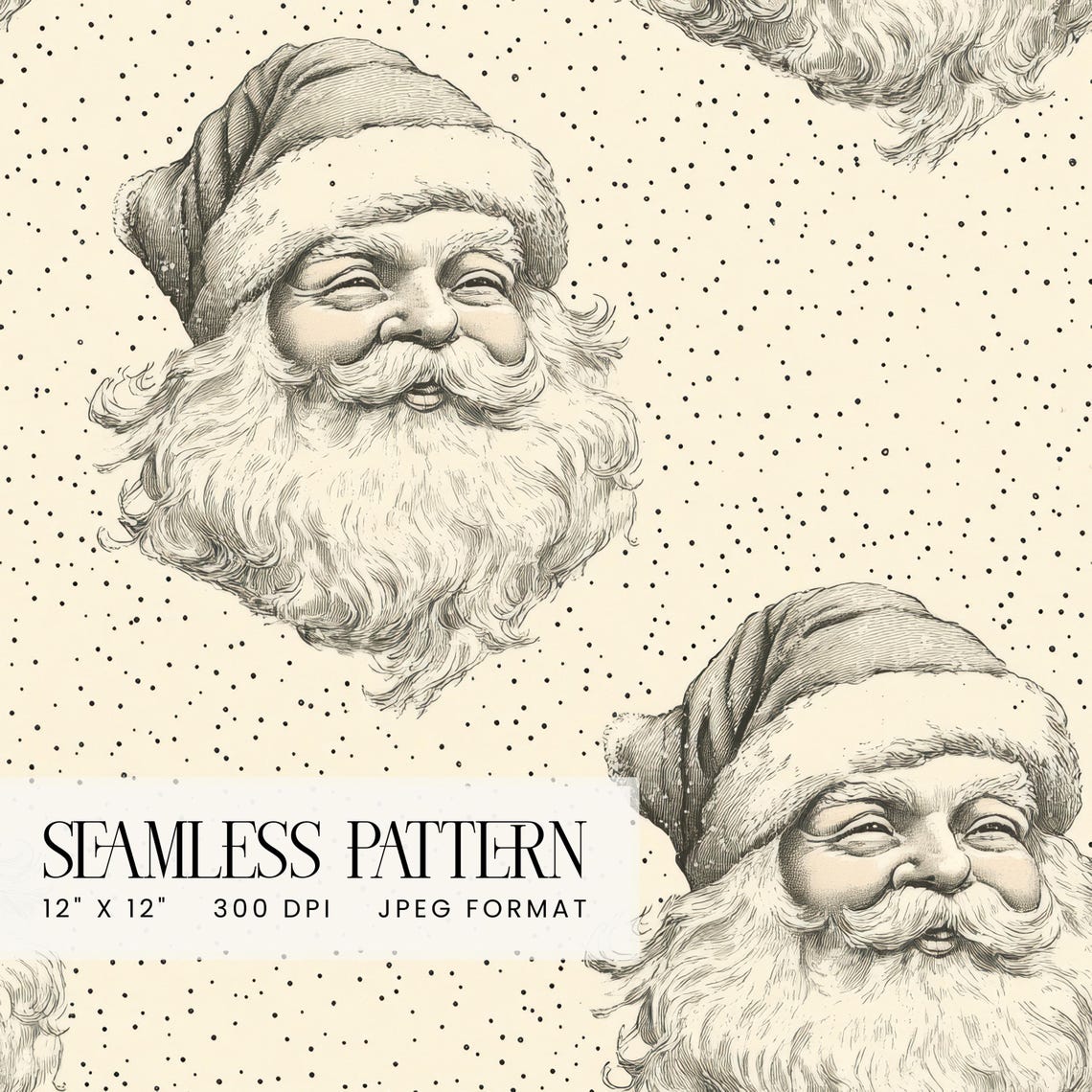 Vintage Retro Santa Seamless Digital Paper, Vintage Christmas Seamless ...