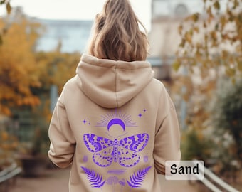 Forest night creatures mystical hoodie cottagecore moth lover sweater night lover gift for hippie