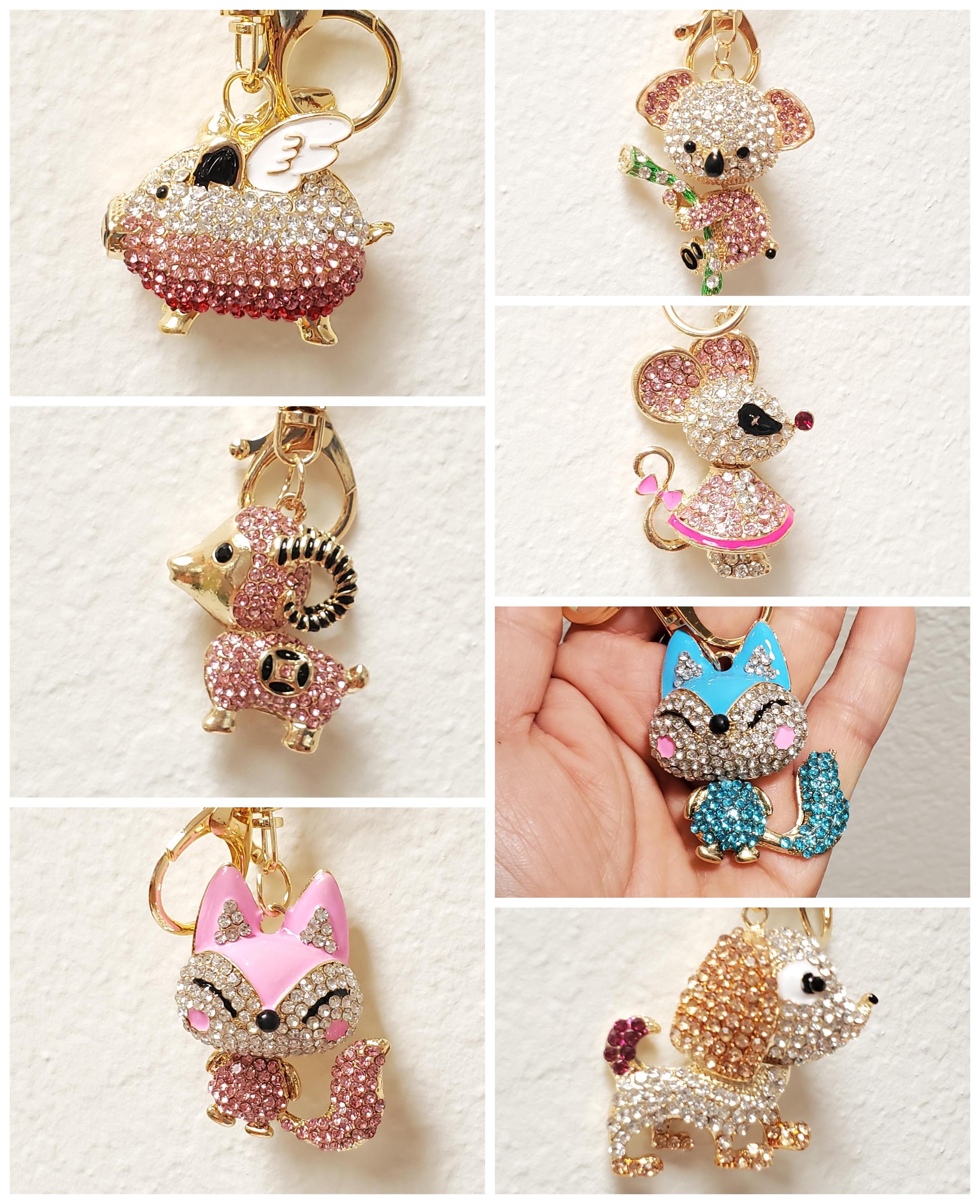Animal Rhinestone Keychains/key Fob Holder/ Purse Charms - Etsy