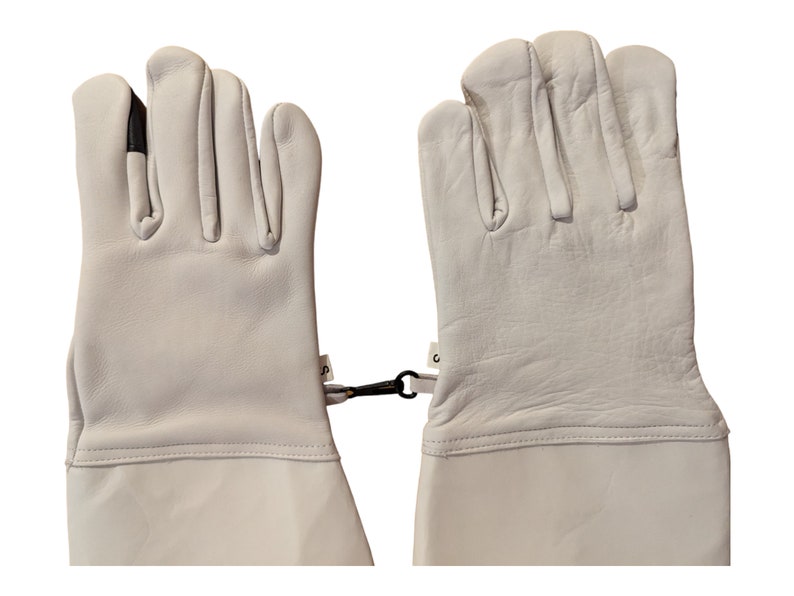 4Bee Hochwertige, belüftete weiße Imkerhandschuhe aus Rindsleder mit langen Ärmeln TouchscreenOption Bild 6