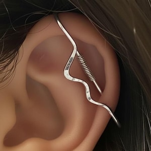 Silver Textured Mountain Threadless Industrial Piercing / Pierced Ear Bar