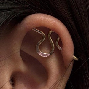 Smooth Abstract Industrial Ear Bar, Seamless Industrial Piercing, Industrial Barbell, Industrial Jewelry, Cartilage Hoop, Double Ear Bar
