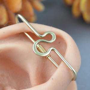 Smooth Abstract Yellow Gold Fill Industrial Ear Bar, Industrial Piercing, Industrial Barbell, Industrial Jewelry, Gold Cartilage Hoop Earing